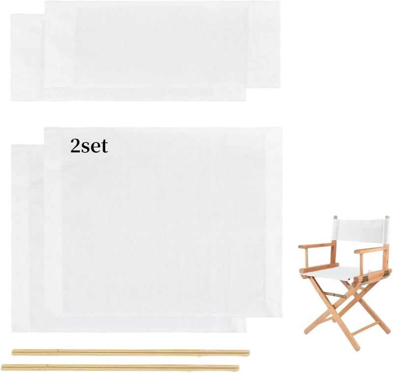 wonofa 2 Set Director Chair Canvas Replacement with Wood Stick,21.2" L x 16.1" W/21.2X 7.8 Portable Replacement Cover Canvas for Directors Chair，Casual Director Chair Replacement Canvas (White) - Image 1